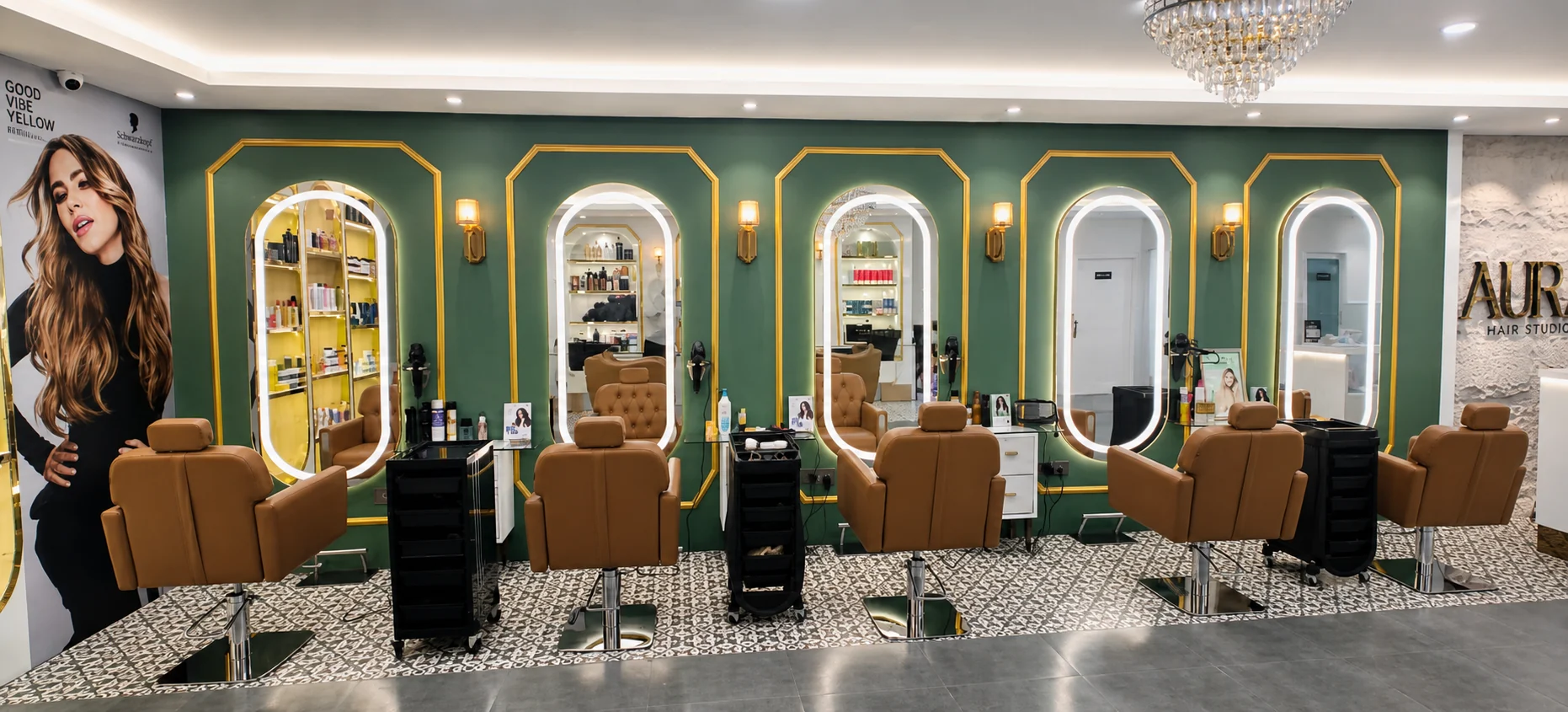 Aura Hair Studio styling floor